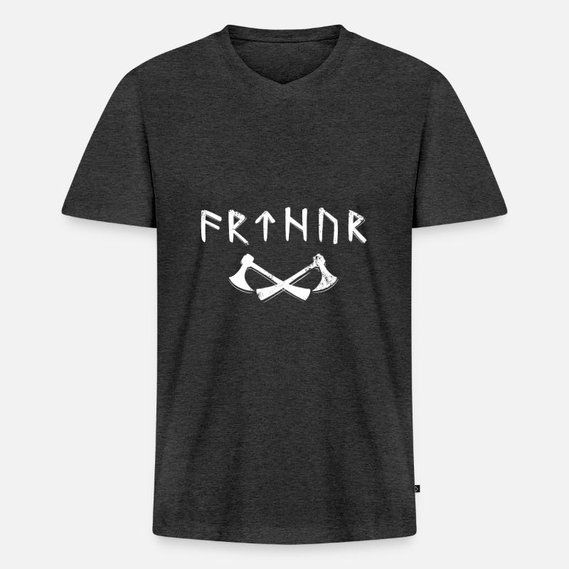 Arthur-Name in Old Futhark, Wikinger-Runen - Männer Premium Bio T-Shirt mit V-Ausschnitt - Anthrazit meliert