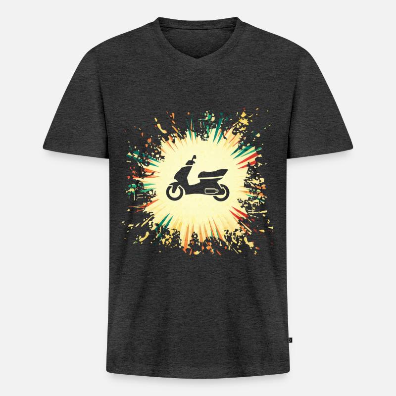 Motorroller Mofa - Männer Premium Bio T-Shirt mit V-Ausschnitt - Anthrazit meliert