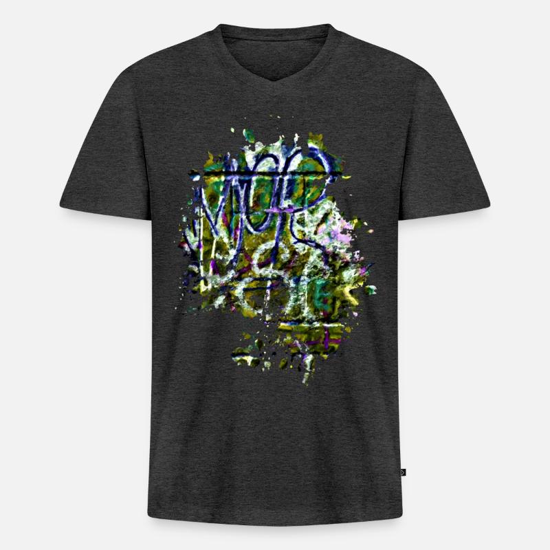 Graffiti - Männer Premium Bio T-Shirt mit V-Ausschnitt - Anthrazit meliert