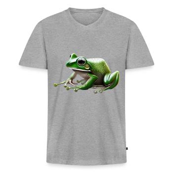 Regenfrosch Wassertropfen Frosch - Männer Premium Bio T-Shirt mit V-Ausschnitt - Grau meliert - Vorne