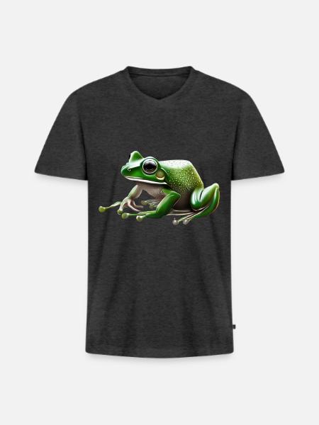 Rain Frog Water Drop Frog - Men's Premium Organic T-shirt with V-neck - heather anthracite