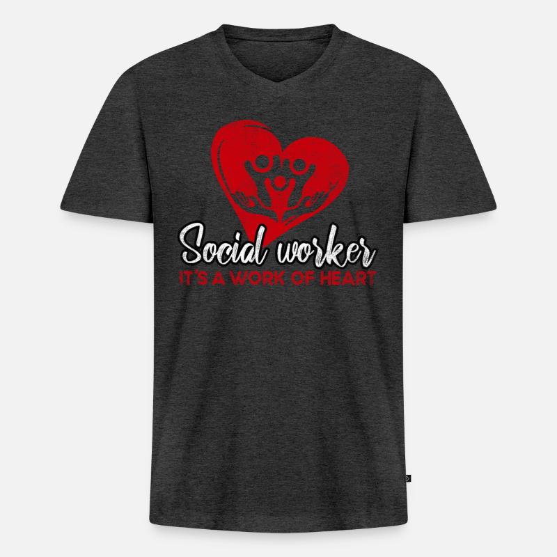 Difference Maker Proud Sozialarbeiter - Männer Premium Bio T-Shirt mit V-Ausschnitt - Anthrazit meliert