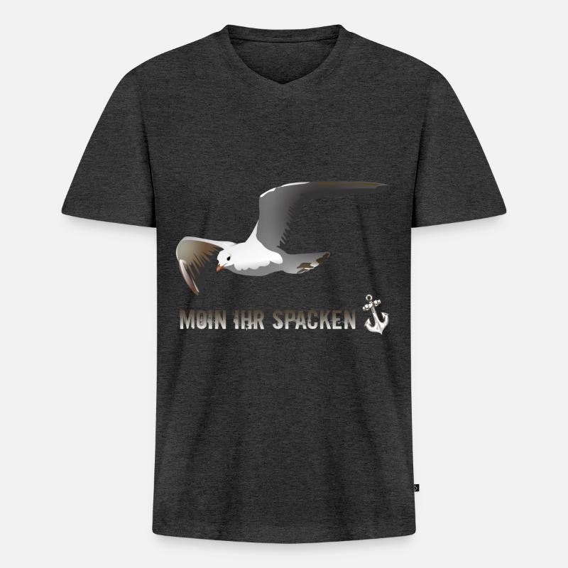 Moewe moin ihr spacken - Männer Premium Bio T-Shirt mit V-Ausschnitt - Anthrazit meliert