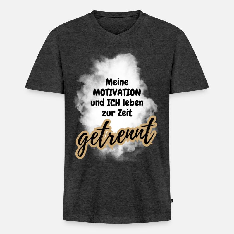 POSITIVE EINSTELLUNG MINDSET Motivation - Männer Premium Bio T-Shirt mit V-Ausschnitt - Anthrazit meliert