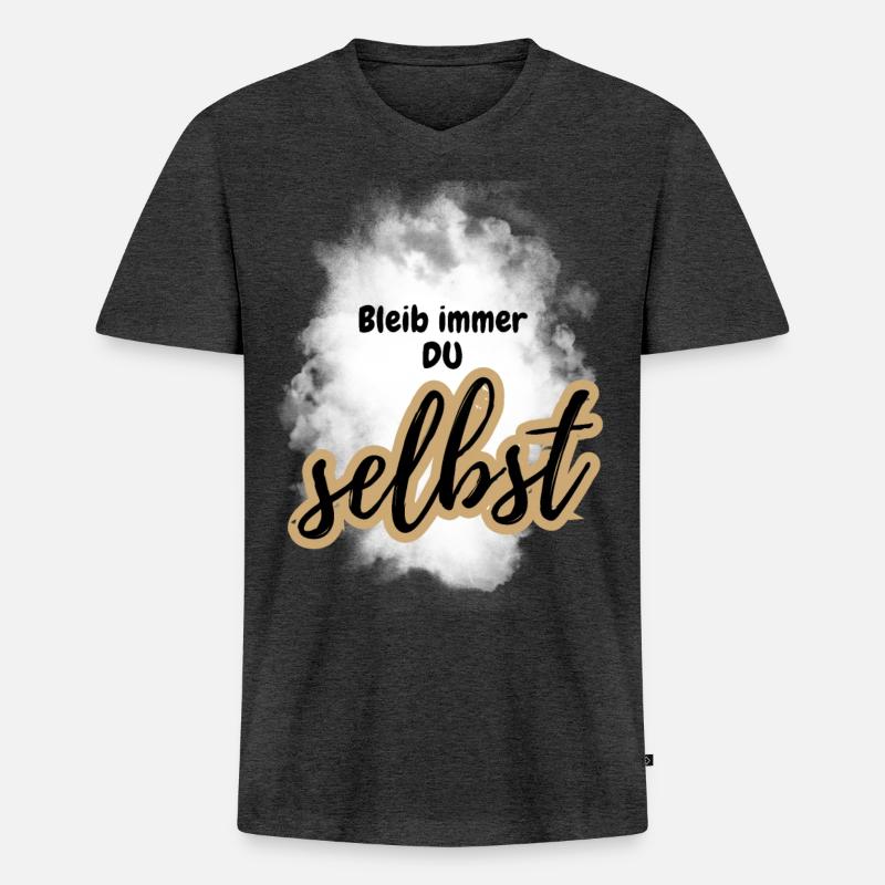 POSITIVE EINSTELLUNG MINDSET Motivation - Männer Premium Bio T-Shirt mit V-Ausschnitt - Anthrazit meliert