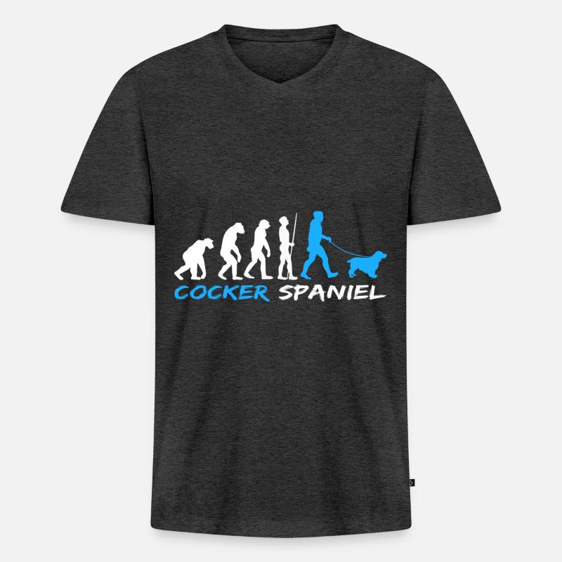 Englischer Cocker Spaniel Hundebesitzer Evolution - Männer Premium Bio T-Shirt mit V-Ausschnitt - Anthrazit meliert
