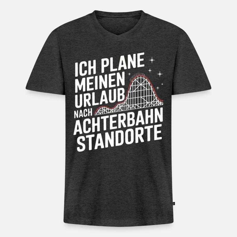 Achterbahn Freizeitpark Roller Coaster - Männer Premium Bio T-Shirt mit V-Ausschnitt - Anthrazit meliert