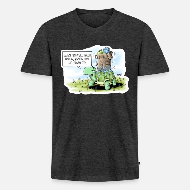 Langsame Einkäufe - Männer Premium Bio T-Shirt mit V-Ausschnitt - Anthrazit meliert