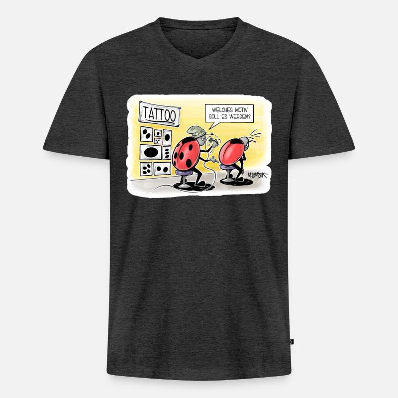 Tattoo-Kaefer - Männer Premium Bio T-Shirt mit V-Ausschnitt - Anthrazit meliert