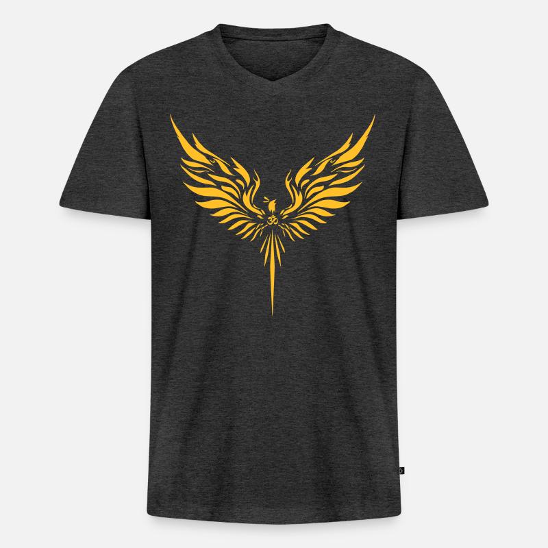 Phoenix - Männer Premium Bio T-Shirt mit V-Ausschnitt - Anthrazit meliert