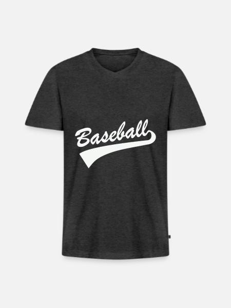 Baseball Schlagmann Logo Schriftzug Geschenk - Männer Premium Bio T-Shirt mit V-Ausschnitt - Anthrazit meliert