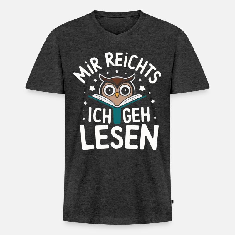 Nachteule Eule Eulen Vogel - Männer Premium Bio T-Shirt mit V-Ausschnitt - Anthrazit meliert
