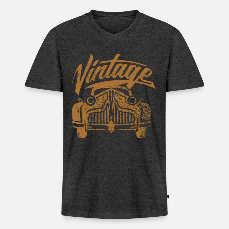 Auto Motor Geschenk Idee - Männer Premium Bio T-Shirt mit V-Ausschnitt - Anthrazit meliert