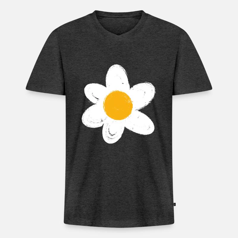 Gänseblümchen - Blume - Männer Premium Bio T-Shirt mit V-Ausschnitt - Anthrazit meliert