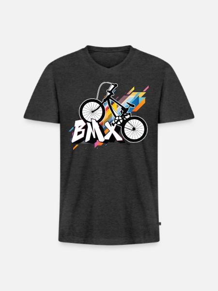 BMX Bicyclette - Urbaninme - Männer Premium Bio T-Shirt mit V-Ausschnitt - Anthrazit meliert