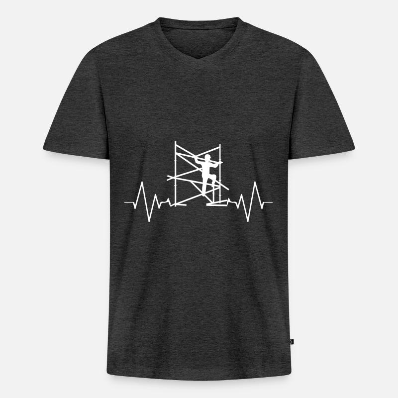 gerüstbauer handwerker dachdecker geschenk shirt - Männer Premium Bio T-Shirt mit V-Ausschnitt - Anthrazit meliert