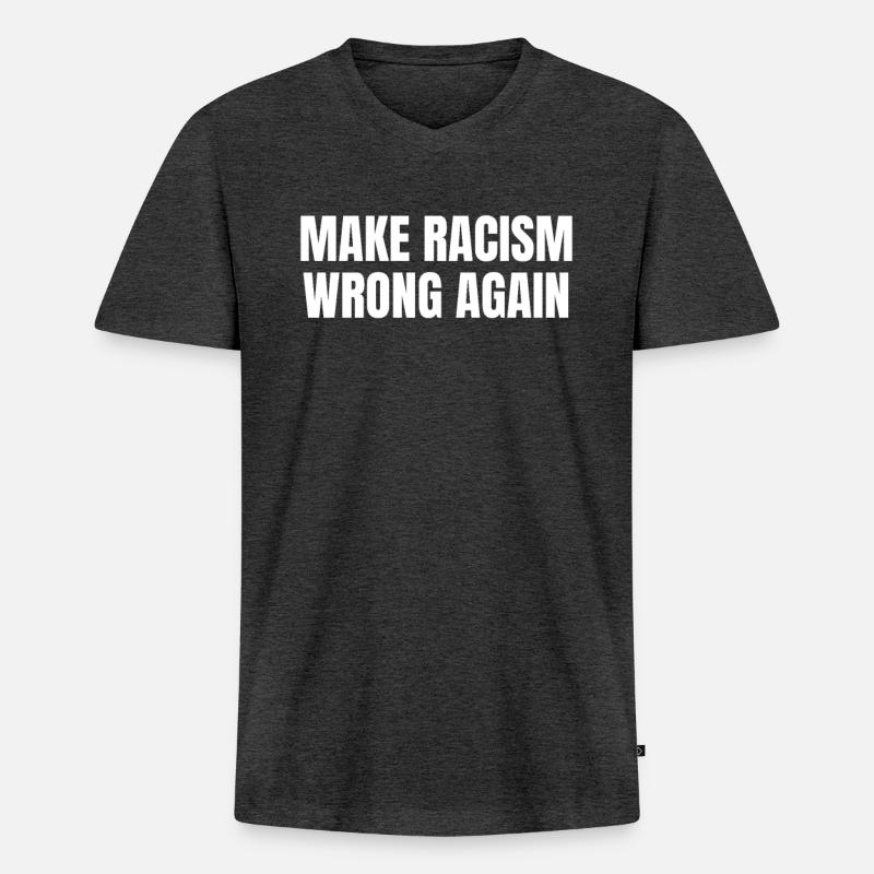 Make Racism Wrong Again - Männer Premium Bio T-Shirt mit V-Ausschnitt - Anthrazit meliert