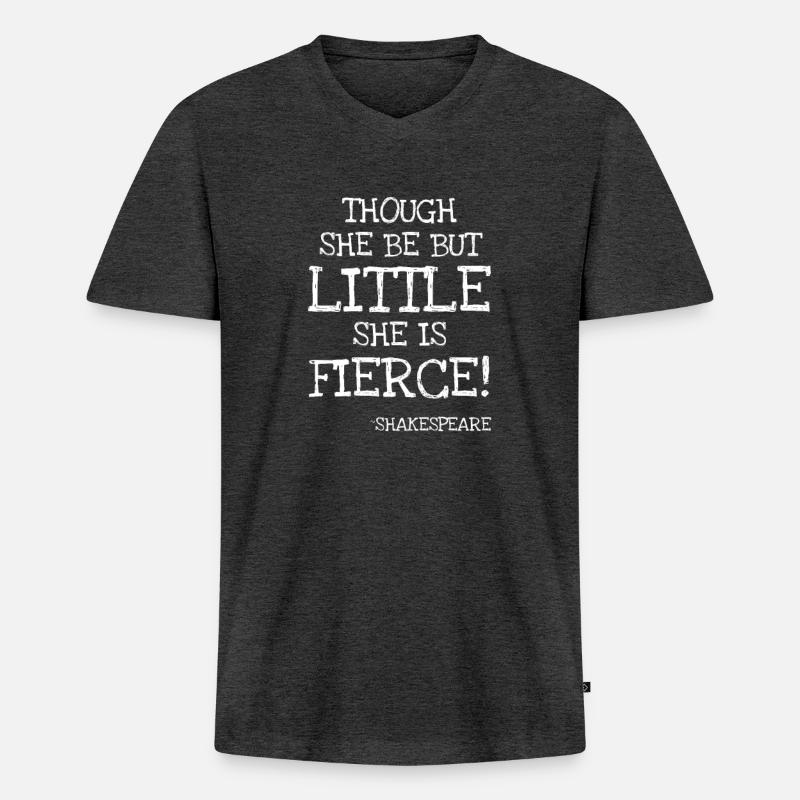 Though She Be But Little - Männer Premium Bio T-Shirt mit V-Ausschnitt - Anthrazit meliert