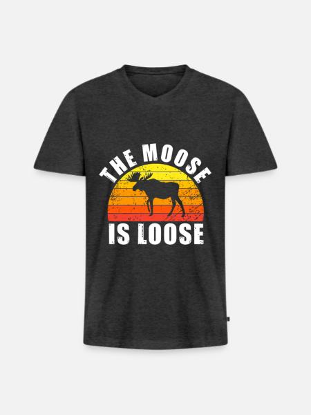 Retro Elch Lustiger Spruch - Männer Premium Bio T-Shirt mit V-Ausschnitt - Anthrazit meliert