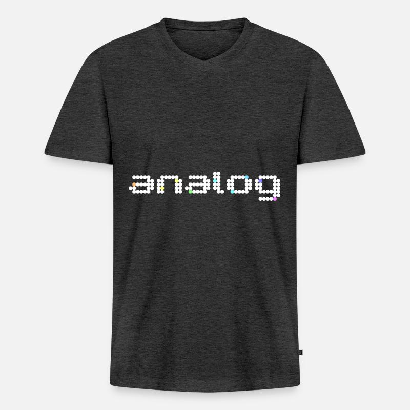 analog 2 white - Männer Premium Bio T-Shirt mit V-Ausschnitt - Anthrazit meliert
