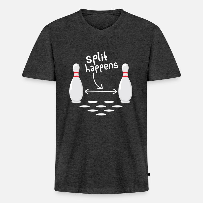 Split happens - Männer Premium Bio T-Shirt mit V-Ausschnitt - Anthrazit meliert