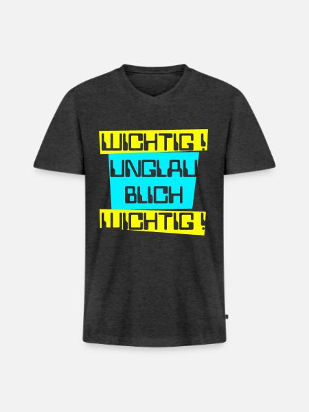 wichtig unglaublich wichtig hell - Männer Premium Bio T-Shirt mit V-Ausschnitt - Anthrazit meliert