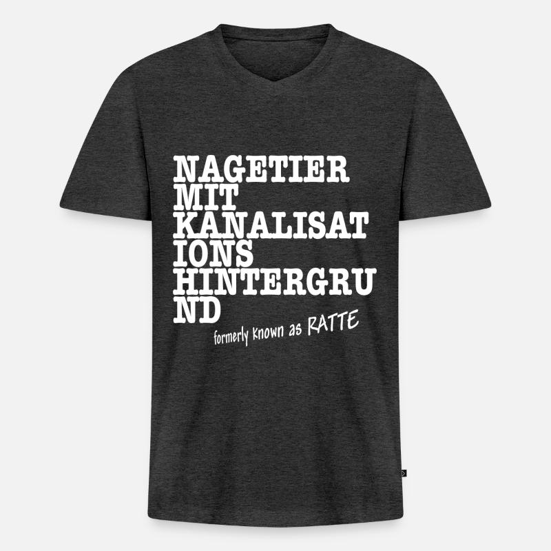 ratte new white - Männer Premium Bio T-Shirt mit V-Ausschnitt - Anthrazit meliert