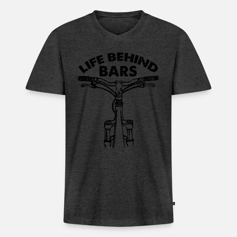 Leben hinter Gittern Mountainbike-Geschenk - Männer Premium Bio T-Shirt mit V-Ausschnitt - Anthrazit meliert