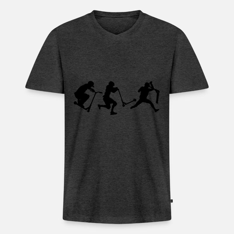 Tricks Stunts Stuntscooter Stunt Roller - Männer Premium Bio T-Shirt mit V-Ausschnitt - Anthrazit meliert