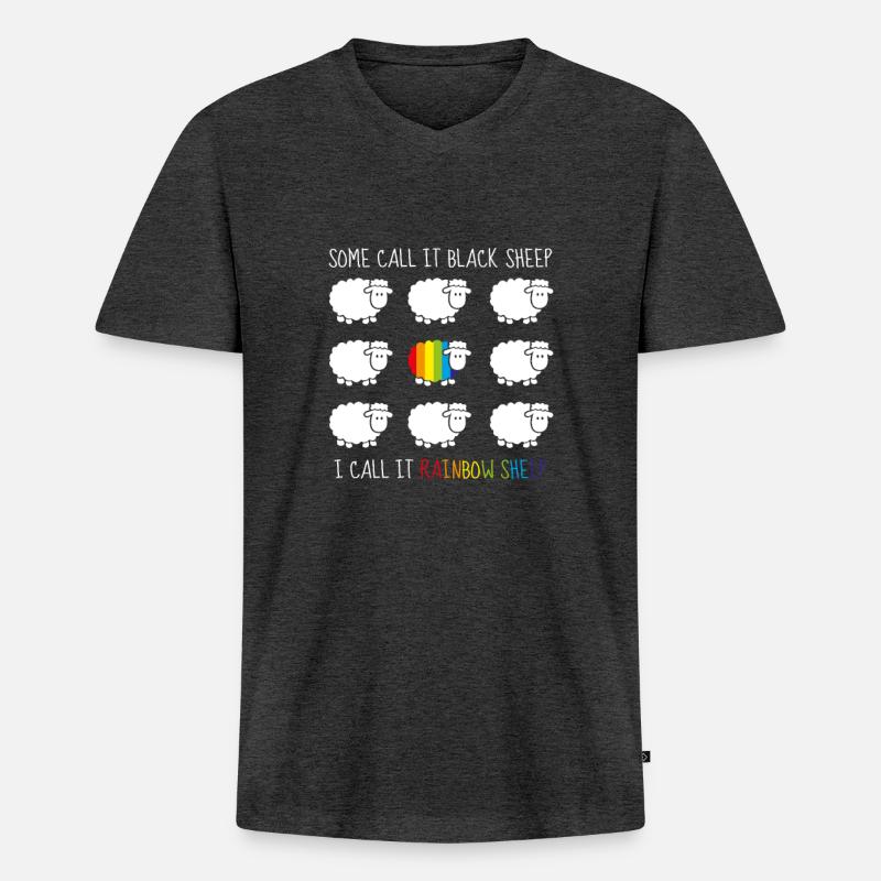 LGBT Rainbow Sheep Regenbogenschaf CSD - Männer Premium Bio T-Shirt mit V-Ausschnitt - Anthrazit meliert