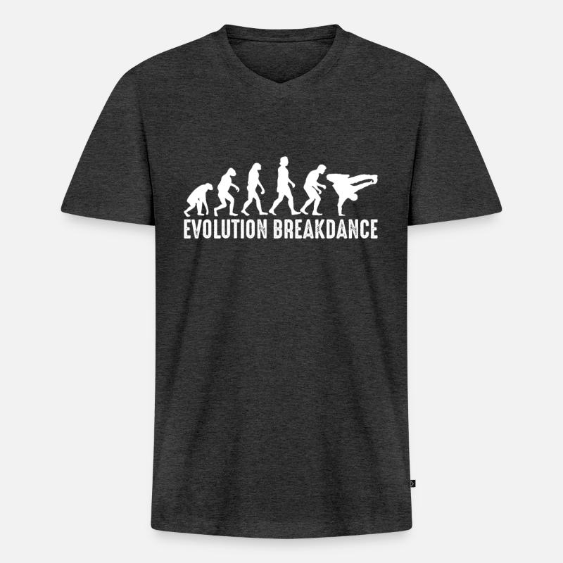 Evolution of Breakdance - Männer Premium Bio T-Shirt mit V-Ausschnitt - Anthrazit meliert