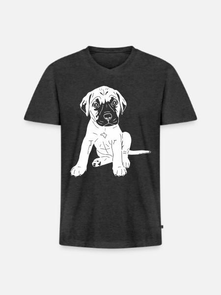 Bullmastiff Mix - Männer Premium Bio T-Shirt mit V-Ausschnitt - Anthrazit meliert