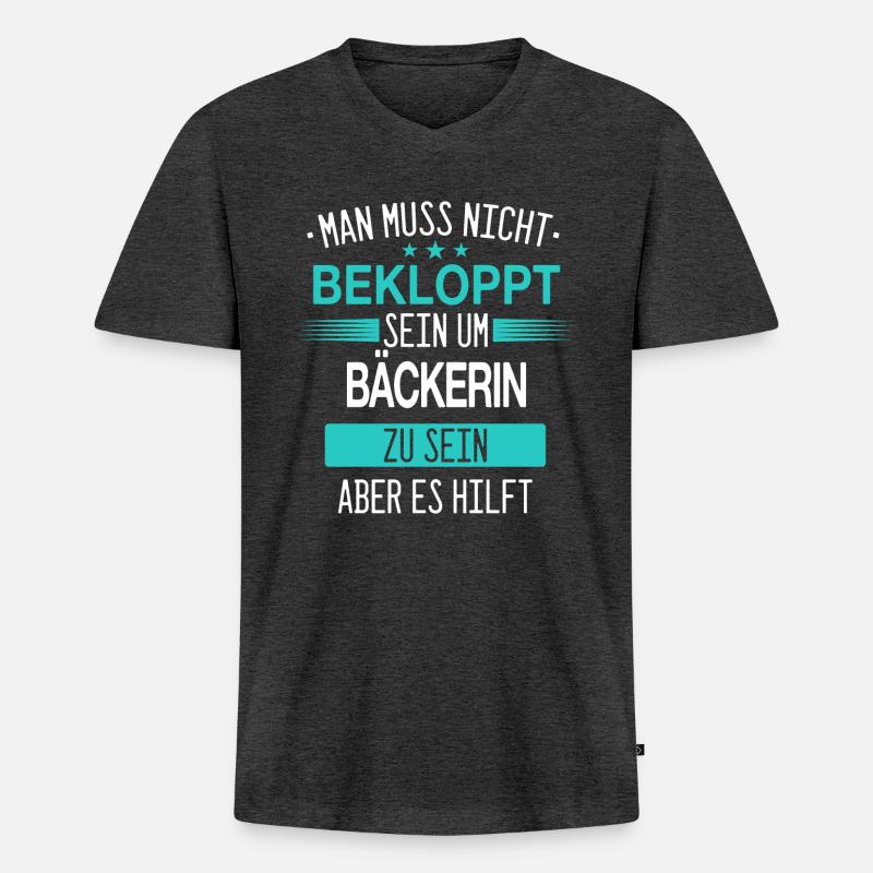 Bäcker Bäckerin Bäckerei Beruf Spruch - Männer Premium Bio T-Shirt mit V-Ausschnitt - Anthrazit meliert