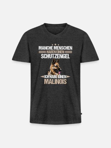 Malinois Hund Hundehalter - Männer Premium Bio T-Shirt mit V-Ausschnitt - Anthrazit meliert