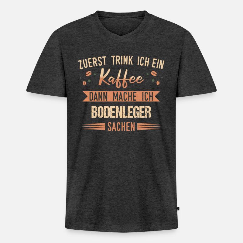 Bodenleger Parkettleger Spruch - Männer Premium Bio T-Shirt mit V-Ausschnitt - Anthrazit meliert