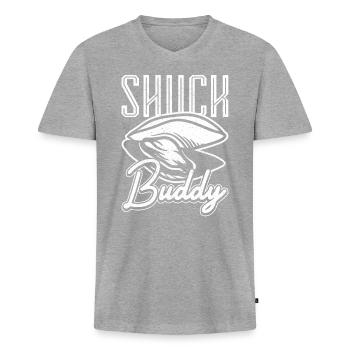 Huîtres Shuck Buddy - T-shirt encolure en V Premium bio Homme - gris chiné - Devant