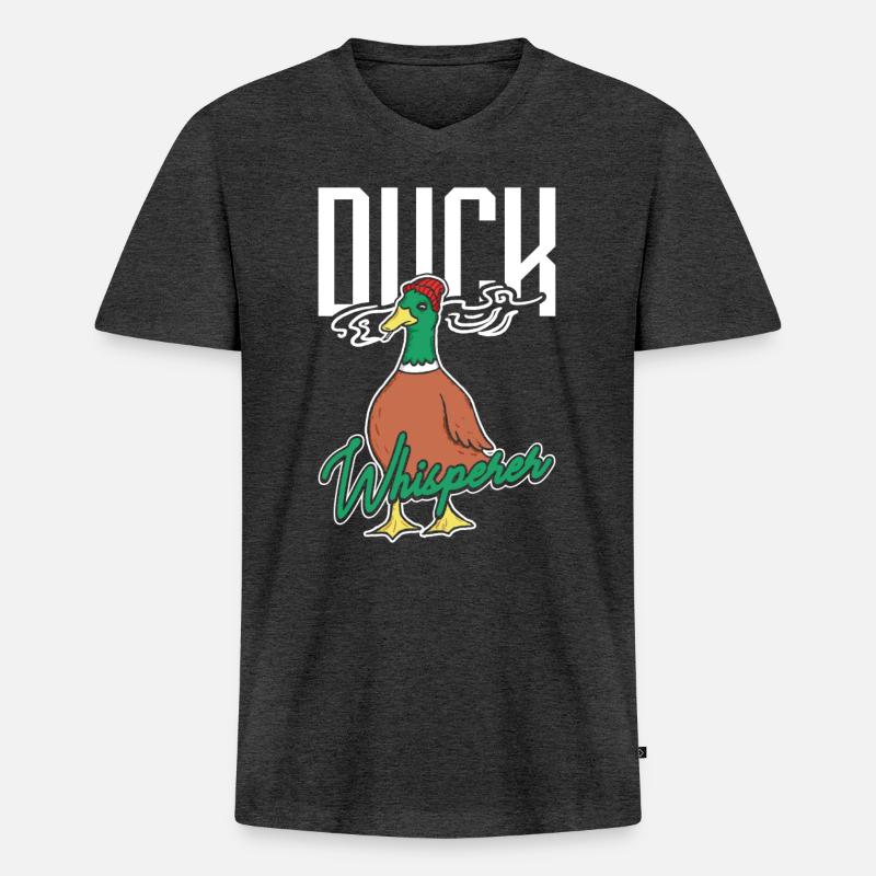 Duck Whisperer Entenjagd - Männer Premium Bio T-Shirt mit V-Ausschnitt - Anthrazit meliert