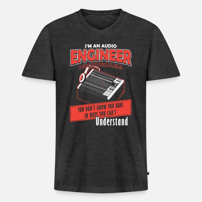 Audio Engineer Solve Problem Tontechniker - Männer Premium Bio T-Shirt mit V-Ausschnitt - Anthrazit meliert