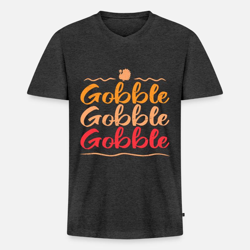 Gobble Gobble Gobble - Männer Premium Bio T-Shirt mit V-Ausschnitt - Anthrazit meliert