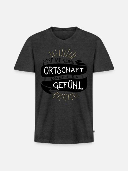 Dorf ist kein Ort sondern ein Gefühl - Männer Premium Bio T-Shirt mit V-Ausschnitt - Anthrazit meliert