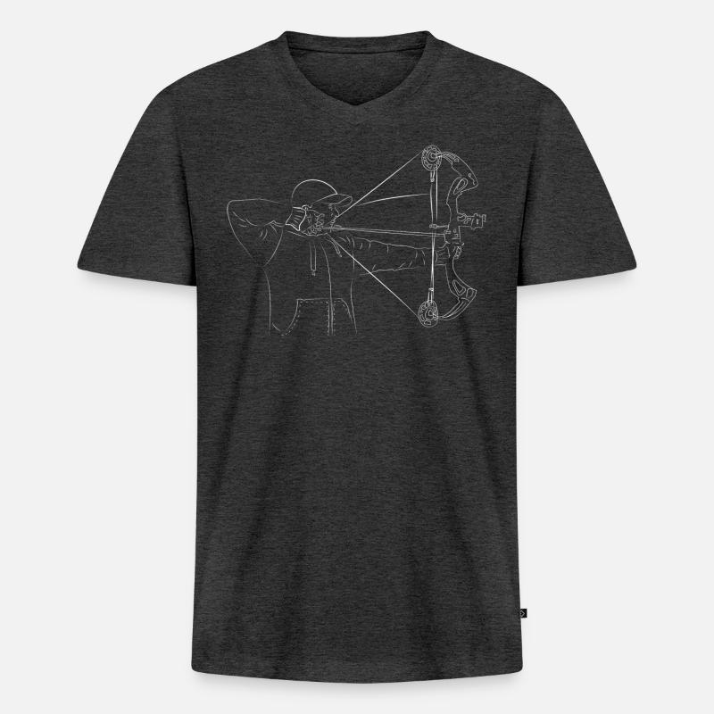 Bogenschütze Compound Bogen T-Shirt - Männer Premium Bio T-Shirt mit V-Ausschnitt - Anthrazit meliert
