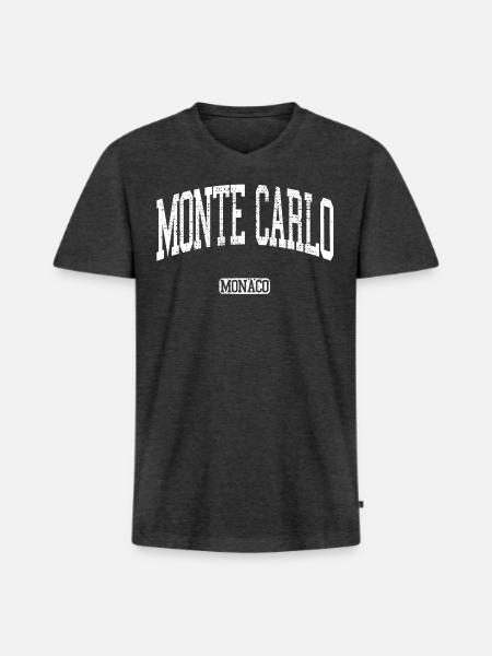Monte Carlo - Männer Premium Bio T-Shirt mit V-Ausschnitt - Anthrazit meliert