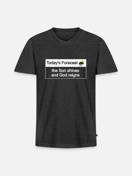 Christian Design Heutige Prognose - Männer Premium Bio T-Shirt mit V-Ausschnitt - Anthrazit meliert