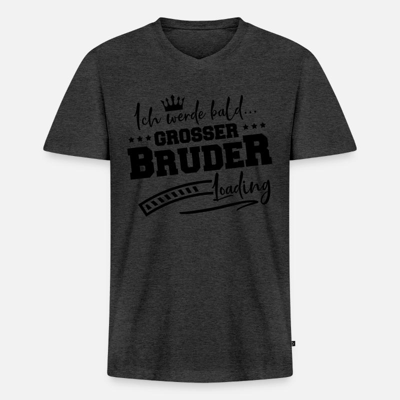 grosser bruder loading - Männer Premium Bio T-Shirt mit V-Ausschnitt - Anthrazit meliert