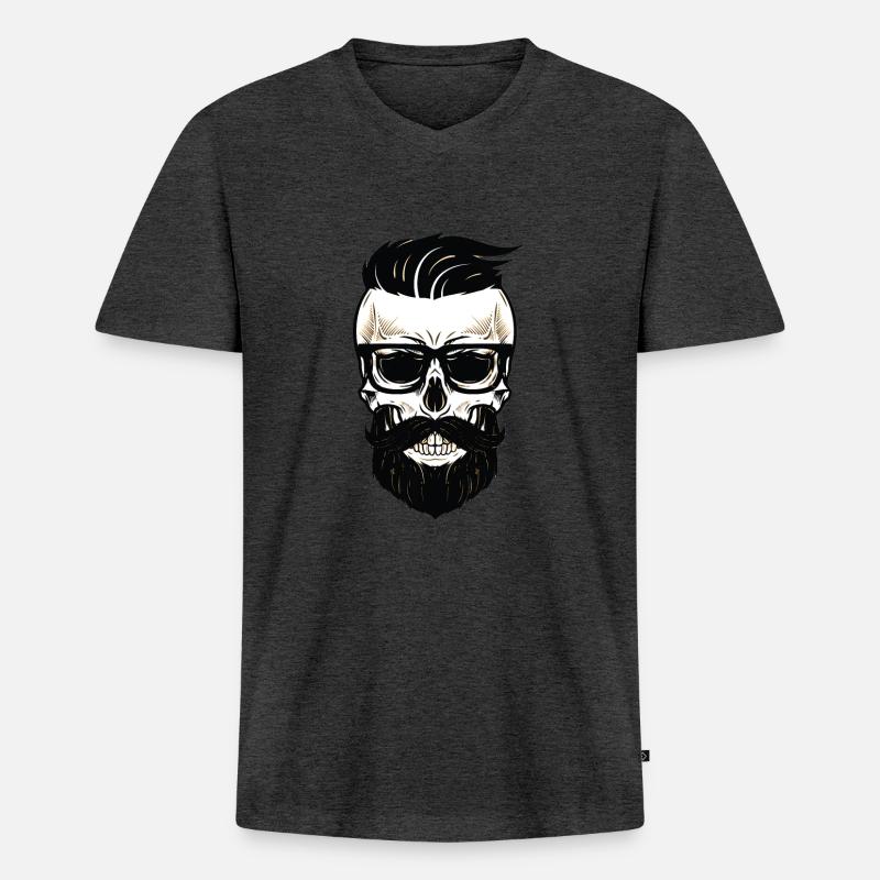 Bearded Dads Skull - Männer Premium Bio T-Shirt mit V-Ausschnitt - Anthrazit meliert