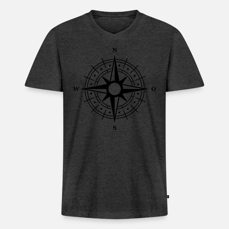 kompass symbol - Männer Premium Bio T-Shirt mit V-Ausschnitt - Anthrazit meliert