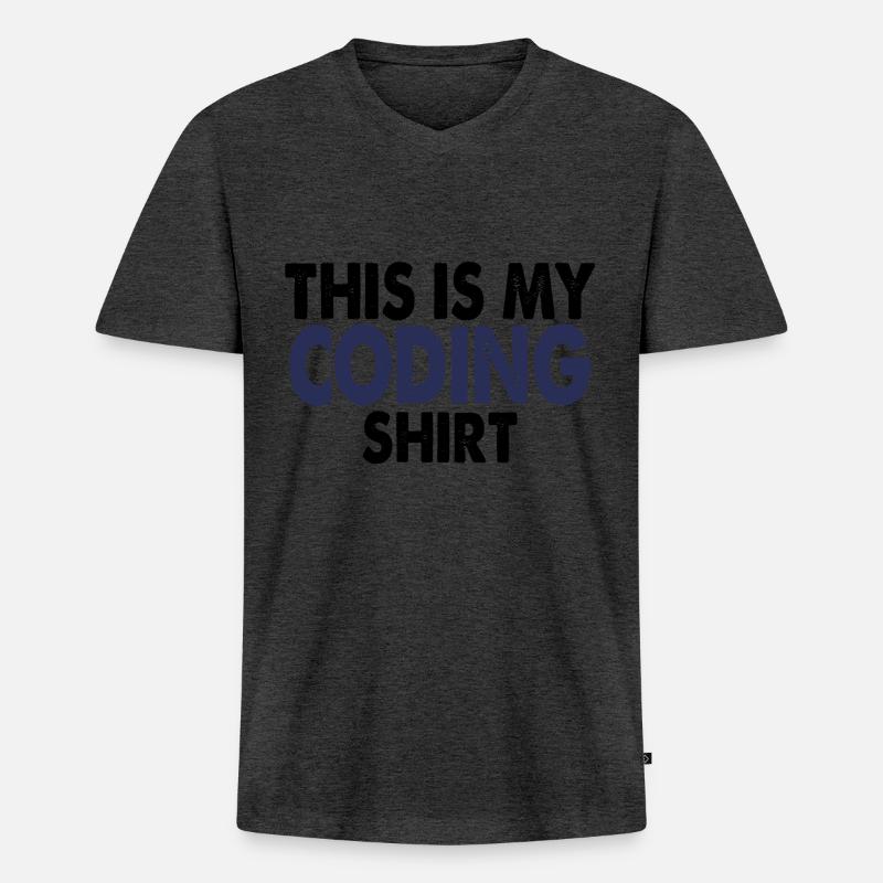 Coding Nerd Computer programmieren - Männer Premium Bio T-Shirt mit V-Ausschnitt - Anthrazit meliert