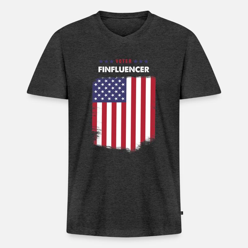 Wähler Finfluencer - Männer Premium Bio T-Shirt mit V-Ausschnitt - Anthrazit meliert