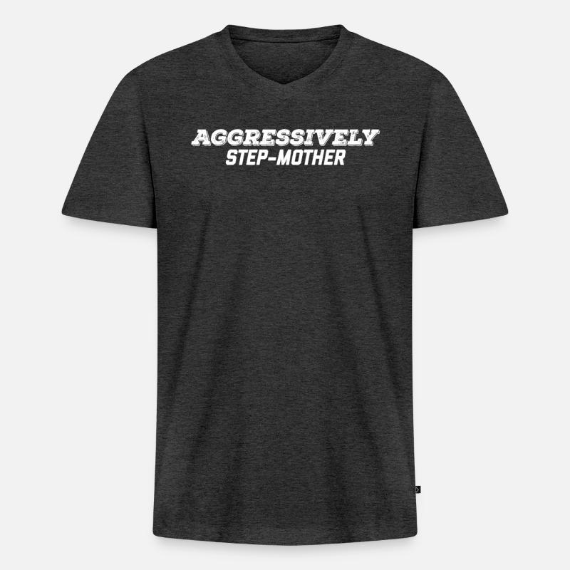 Aggressive Stiefmutter - Männer Premium Bio T-Shirt mit V-Ausschnitt - Anthrazit meliert