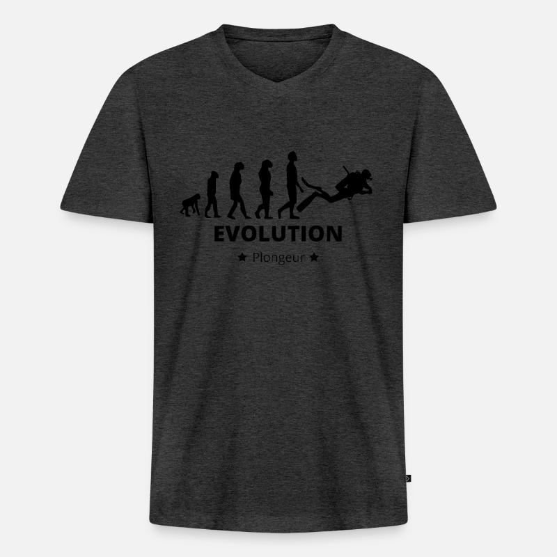 Evolution - Taucher - Männer Premium Bio T-Shirt mit V-Ausschnitt - Anthrazit meliert